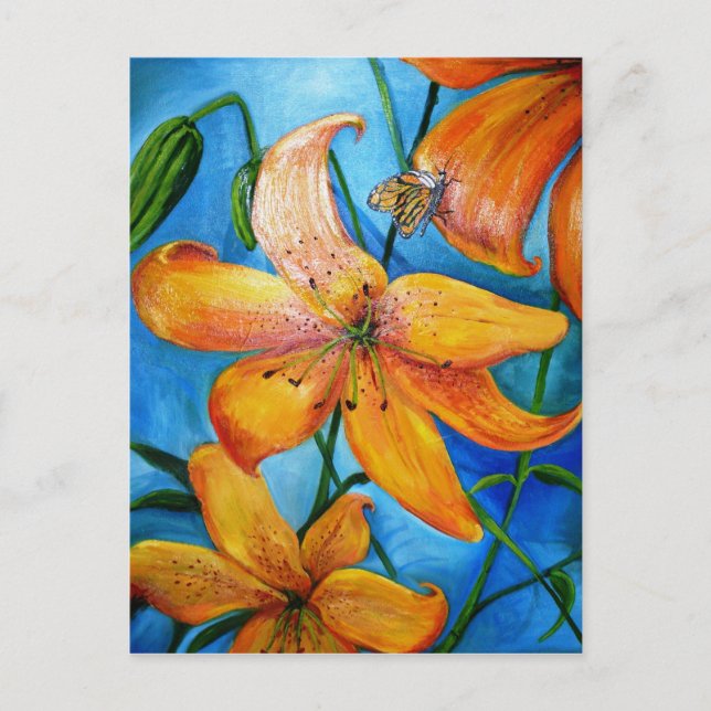 Postal Tiger Lily Naranja Floral (Anverso)