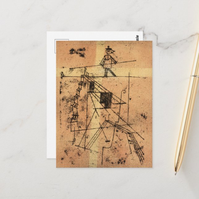 Postal Tightrope Walker por Paul Klee (Anverso/Reverso In Situ)