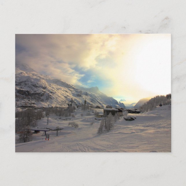 Postal Tignes Les Bois Winrise Sunrise (Anverso)