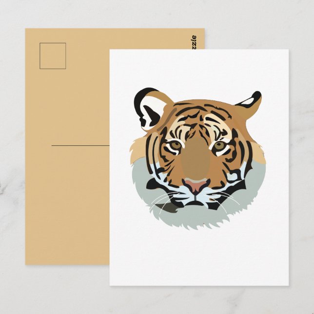 Postal Tigre animal salvaje de cabeza de tigre (Anverso / Reverso)
