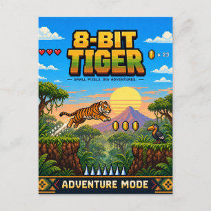 Postal Tigre, arte de píxeles retro de 8 bits