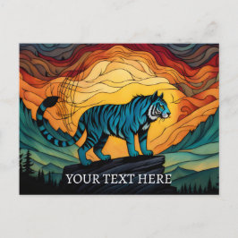 Postal Tigre Azul En La Montaña