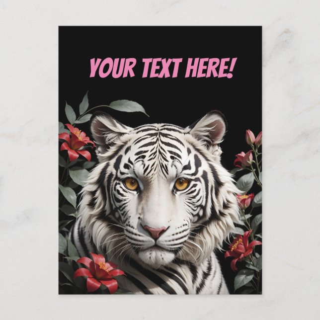 Postal tigre blanco con tu texto (Anverso)