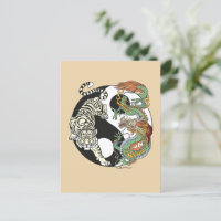 Tigre blanco contra dragón verde en Yin yang