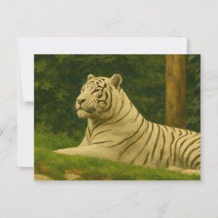 Postal Tigre blanco descansando en la luz del bosque