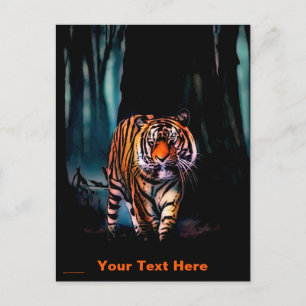 Postal Tigre Brillante Bosque Oscuro