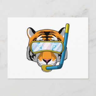 Postal Tigre como buzo con snorkel