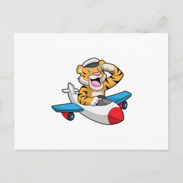 Postal Tigre como piloto en avión (Anverso)