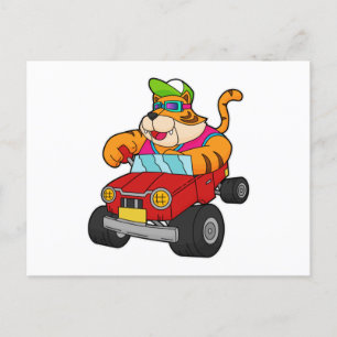 Postal Tigre con coche