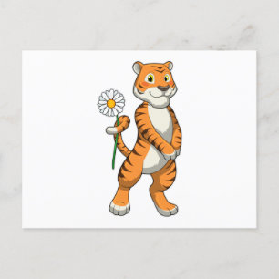 Postal Tigre con Flor de Margarita