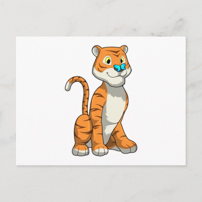 Postal Tigre con mariposa (Anverso)