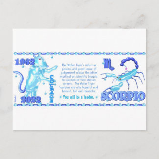 Postal Tigre de agua Zodiac de ValxArt nacido Scorpio 196
