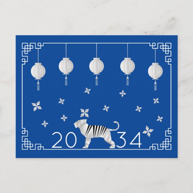 Postal Tigre de año nuevo chino de origen (Anverso)