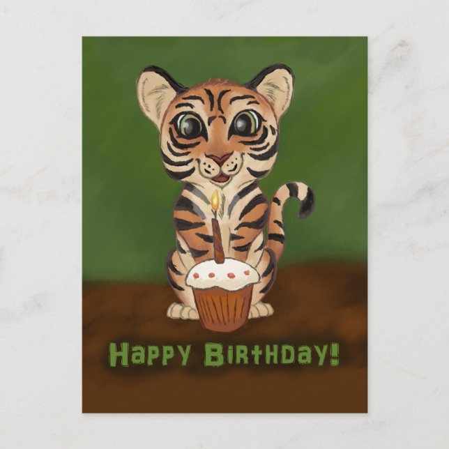 Postal Tigre de cumpleaños (Anverso)