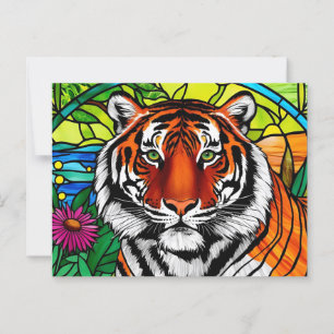 Postal Tigre de vidrio manchado