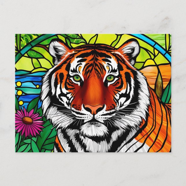 Postal Tigre de vidrio manchado (Anverso)