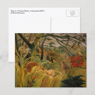 Postal Tigre en tormenta tropical por Henri Rousseau