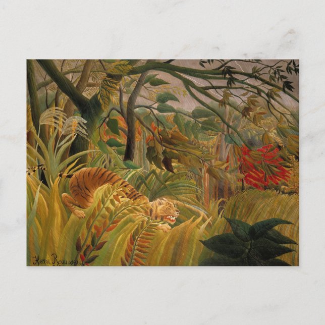 Postal Tigre en tormenta tropical por Henri Rousseau (Anverso)