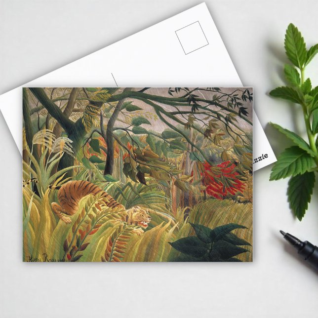 Postal Tigre en tormenta tropical por Henri Rousseau (Subido por el creador)