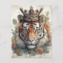 Postal Tigre en una corona