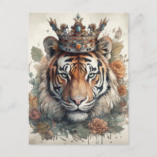 Postal Tigre en una Corona