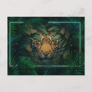 Postal Tigre escondiéndose en el follaje