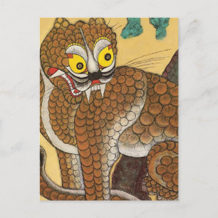 Postal Tigre feo del pueblo Minhwa coreano