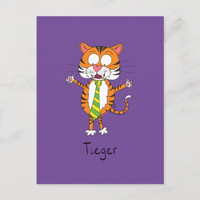 Postal Tigre gracioso en un niño Personalizado de empate (Anverso)