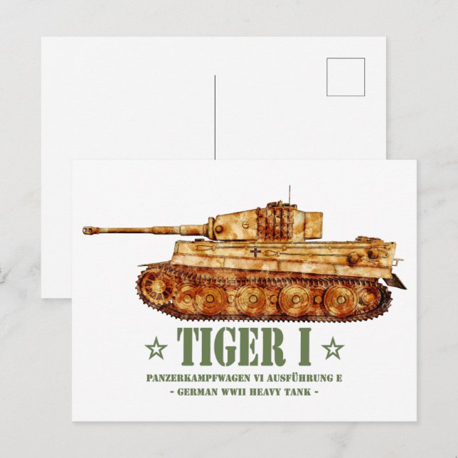 Postal Tigre I Guerra Mundial Dos Tanque Pesado Alemán Pa (Anverso / Reverso)