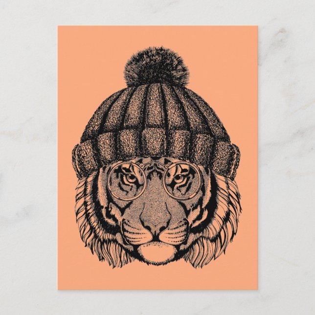Postal Tigre listo para la moda del invierno (Anverso)