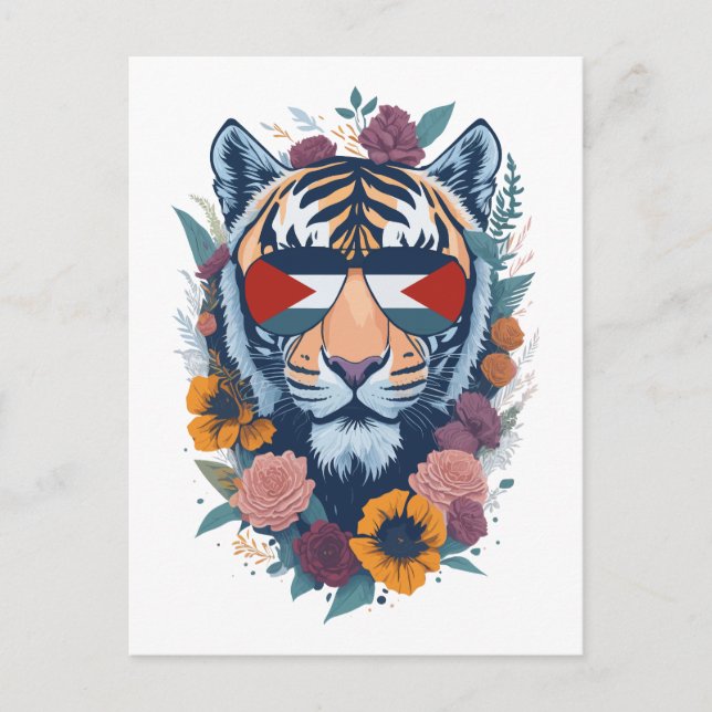 Postal Tigre palestino - BANDERA palestina (Anverso)