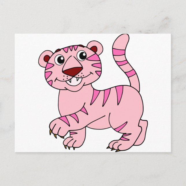 Postal Tigre rosa, animal salvaje, pero muy lindo (Anverso)