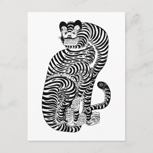 Postal Tigre talismaníaco vintage pequeño (Anverso)