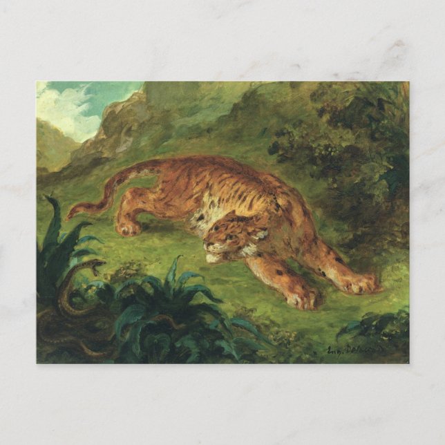 Postal Tigre y serpiente, 1858 (Anverso)