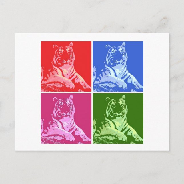 Postal Tigres coloridos (Anverso)