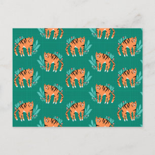 Postal Tigres con flores