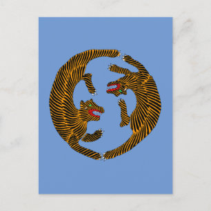 Postal Tigres de arte folklórico de la antigua Japón