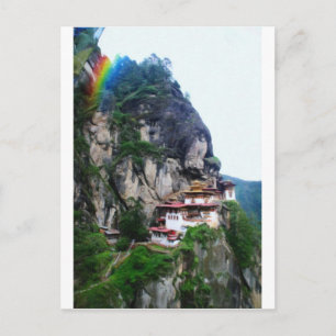 Postal Tigres Nest Bhutan y banderas de oración 4 arco ir