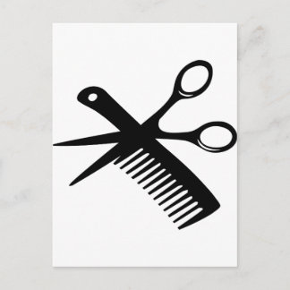 Postal tijeras comb. de peluquería negra