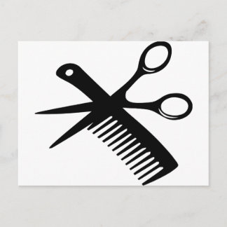 Postal tijeras comb. de peluquería negra