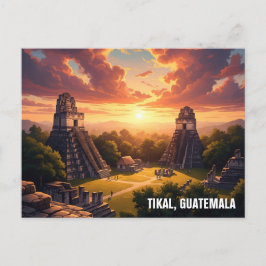 Postal Tikal Guatemala Sunset