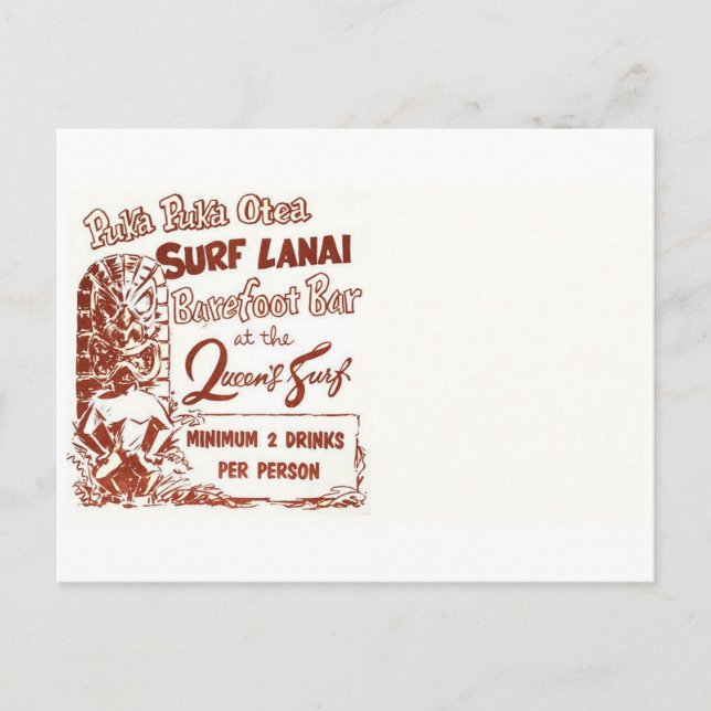 Postal Tiki vintage de mediados del siglo (Anverso)