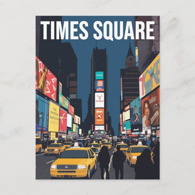 Postal Times Square New York Taxi Cab Art (Anverso)