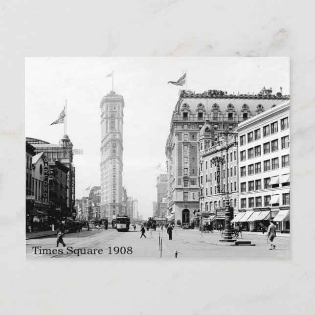 Postal Times Square, Nueva York, Foto De 1908 (Anverso)