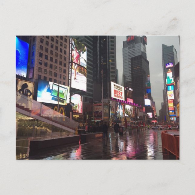 Postal Times Square NYC New York City Rainy Day Gran Appl (Anverso)