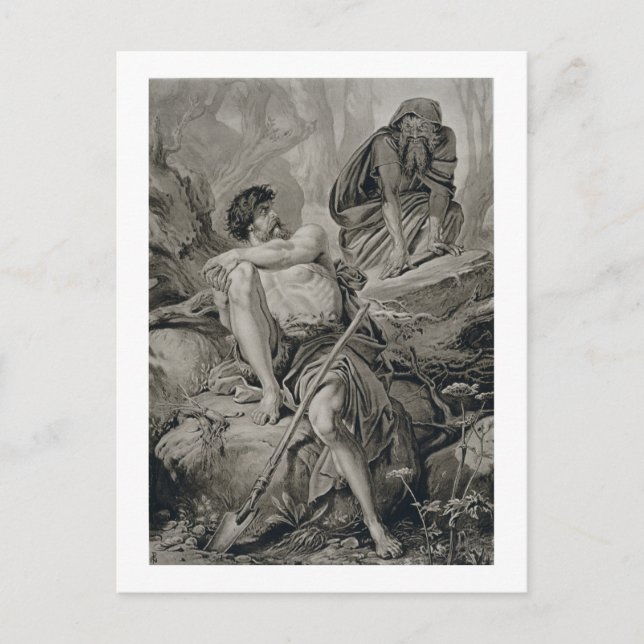 Postal Timón y Apemantus, de Timón de Atenas por Willi (Anverso)