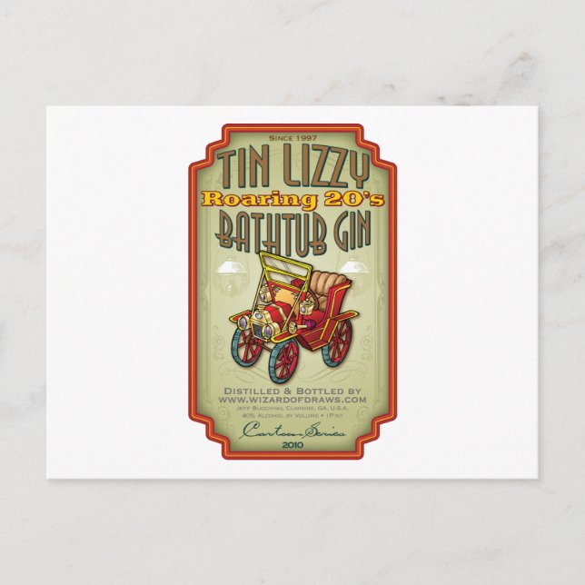 Postal Tin Lizzy Bathtub Gin (Anverso)