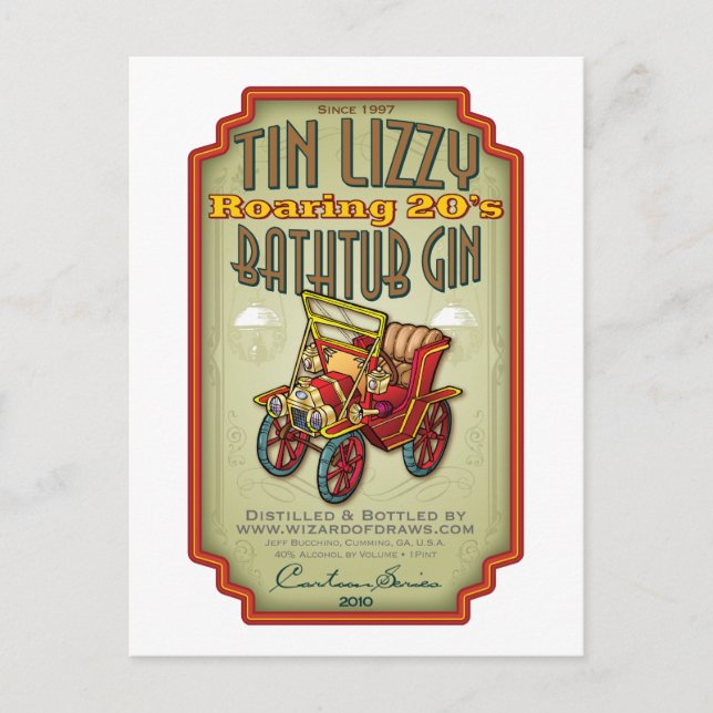 Postal Tin Lizzy Bathtub Gin (Anverso)