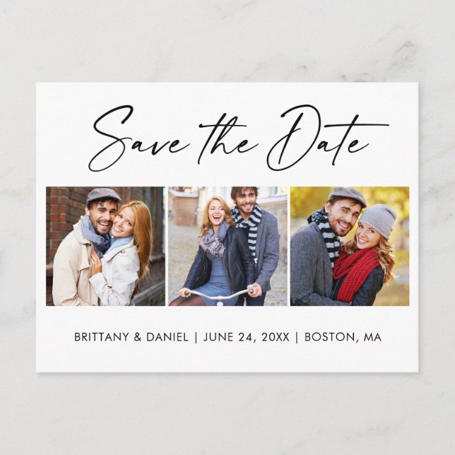 Postal Tinta caligráfica moderna Guardar la foto de fecha (Anverso)