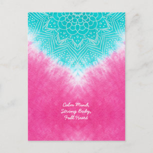 Postal Tinta rosa y azul con estilo Mandala Sway